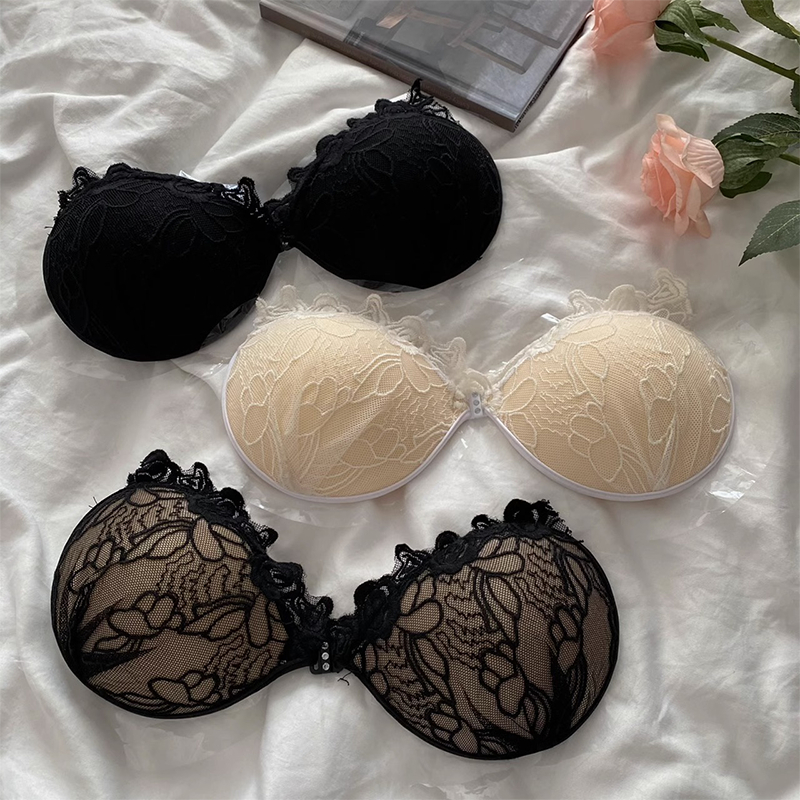 C88K บราปีกนก บราลูกไม้  ดันทรง​ หนา3CM ติดแน่นชุดชั้นใน อกชิดกระชับ โดนน้ำไม่หลุด