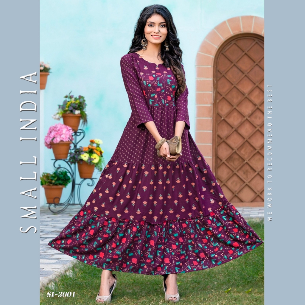 {**ส่งฟรี**} SMALL INDIA 👗 Muslin Comfortable Breathable Gown Dress ชุดเดรส 👗 Women Gown Dress