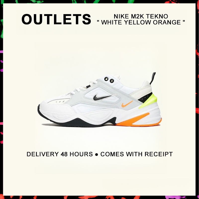 รับประกันของแท้ Nike M2K Tekno " White Yellow Orange " รองเท้ากีฬา AV4789 - 004 รับประกัน 1 ปี
