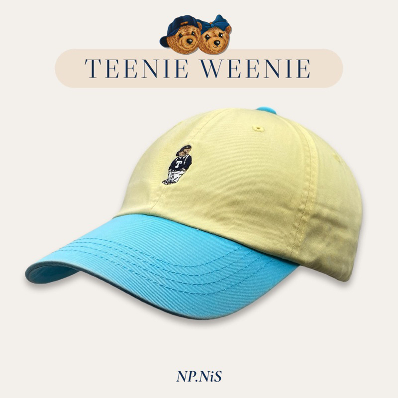 หมวก Teenie Weenie แท้มือสอง สีเหลือง ปีกสีฟ้า