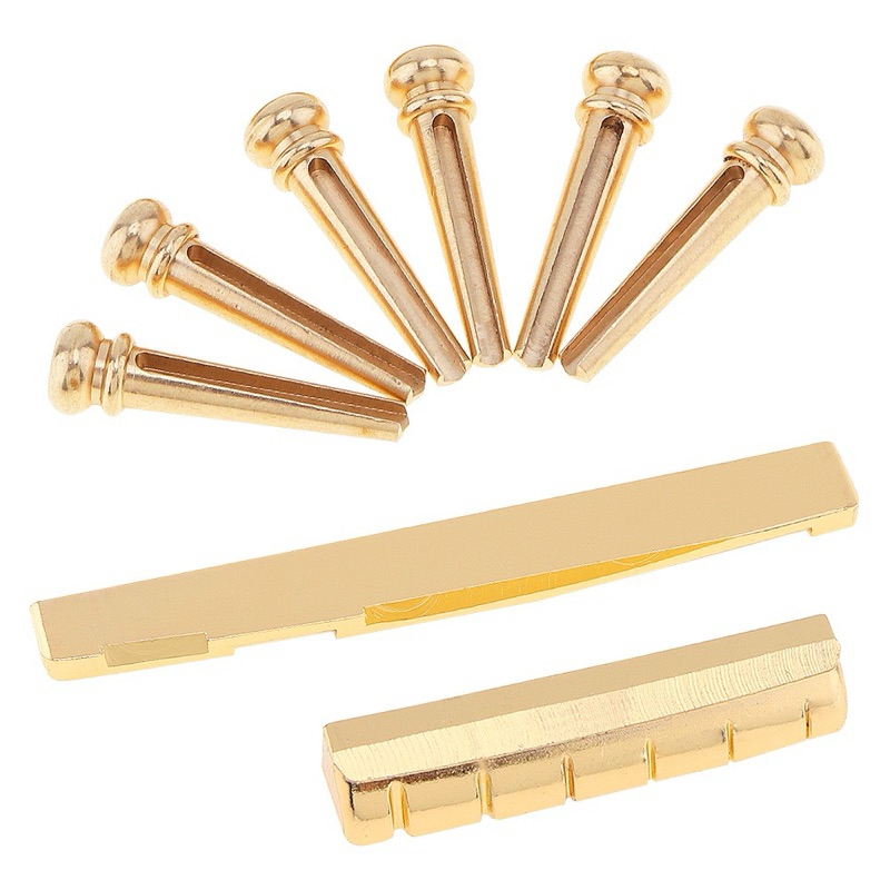 Nut Saddle Pin สีทองหรูหรามากๆ มาอัพเกรดกีตาร์ตัวโปรดกันจ้าให้เสียงพุ่งใสๆ ไปเลยเพิ่มหางเสียงให้ยาวขึ้นไปอีกจร้า