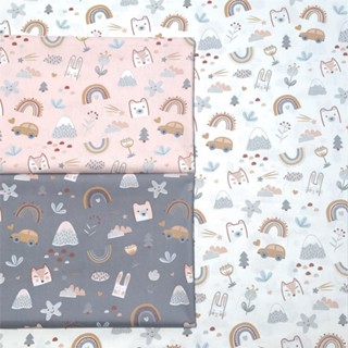 ผ้าาคอตตอน 100% คอตตอนทอทวิล พิมพ์ลาย Holiday