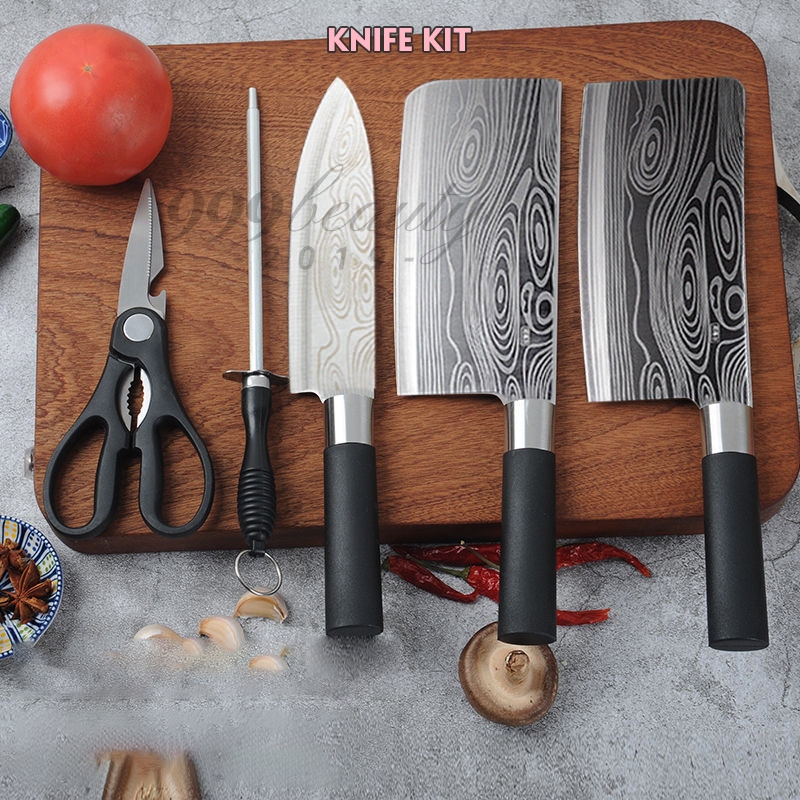 มีดทําครัว ชุดมีดทําครัว 5 ชิ้น1ชุด ใบมีดคมกริบ คุณภาพระดับพรีเมี่ยม น้ำหนักด ด้ามจับทนทาน B00010