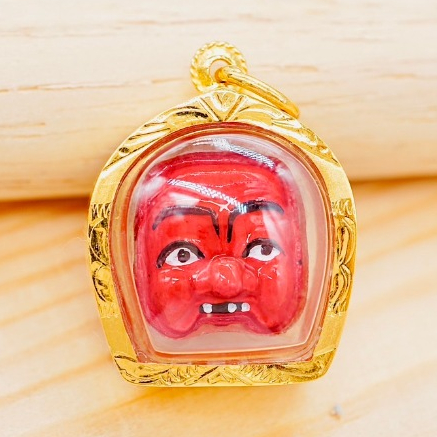 [ PCPY Jewelry ] จี้หน้ากากพรานบุญ พ่อแก่เจ้าแสง • กรอบทองคำแท้90% • กันน้ำ • พระแท้จากวัด • ปลุกเสก