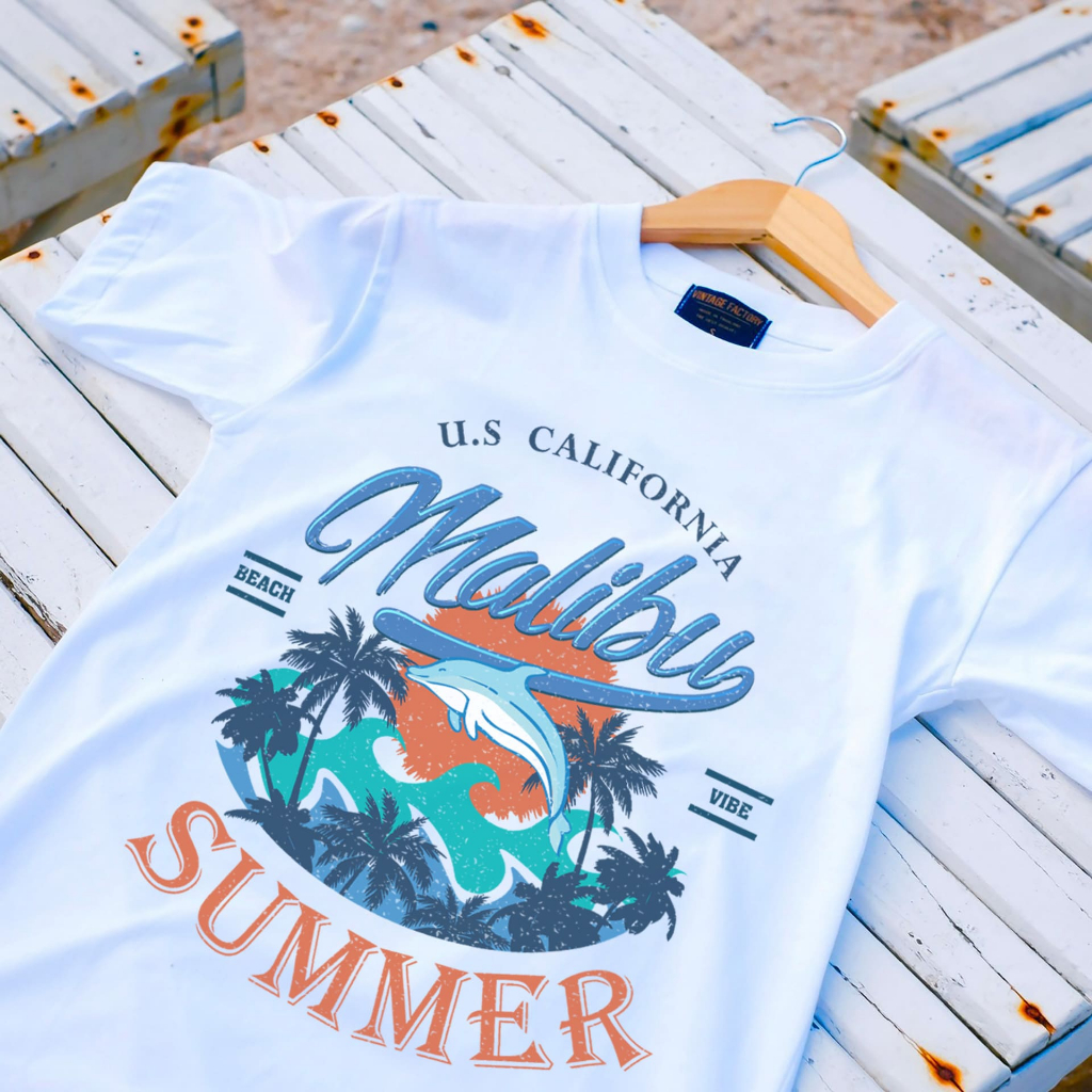 (พร้อมส่ง) เสื้อยืด MALIBU SUMMER –  ผ้า Cotton100%