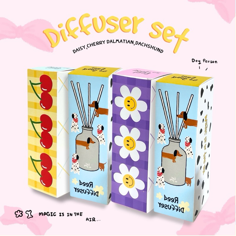Reed diffuser set 4 box เซ็ตก้านหอม4กลิ่น คุ้มค่ากว่า น้ำหอมคุณภาพดีกระจายทั่วห้อง