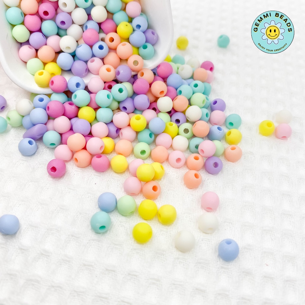 [มีมากกว่าปก]ลูกปัดกลม ลูกปัดอะคลิลิค ลูกปัดDIY 6 มม. 15กรัม/50กรัม - รูปที่ 7