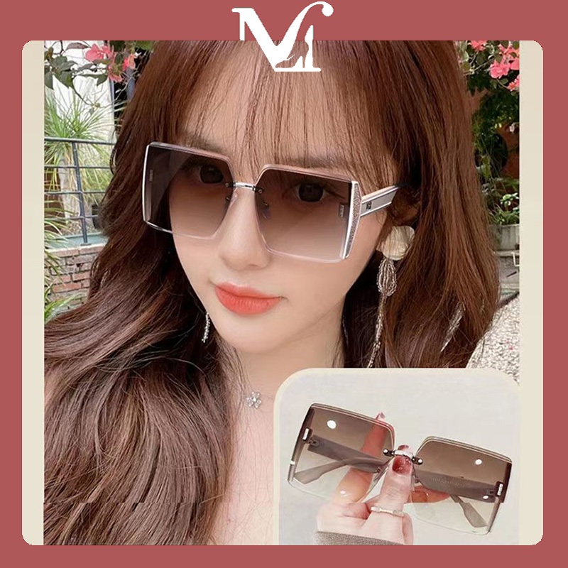 MOYENNE แว่นกันแดดสไตล์เรโทรสไตล์เกาหลี แฟชั่นกรอบใหญ่ สี่เหลี่ยมไม่มีกรอบ แว่นกันแดดแฟชั่น