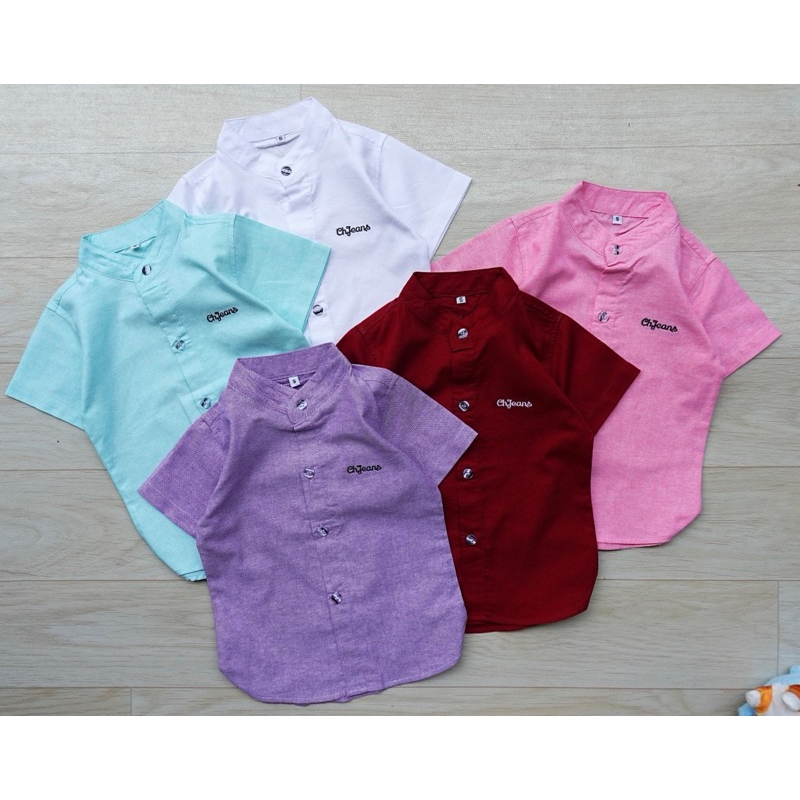 เสื้อเชิ้ตเด็ก เสื้อเชิ้ตแขนสั้นคอปก/คอจีน