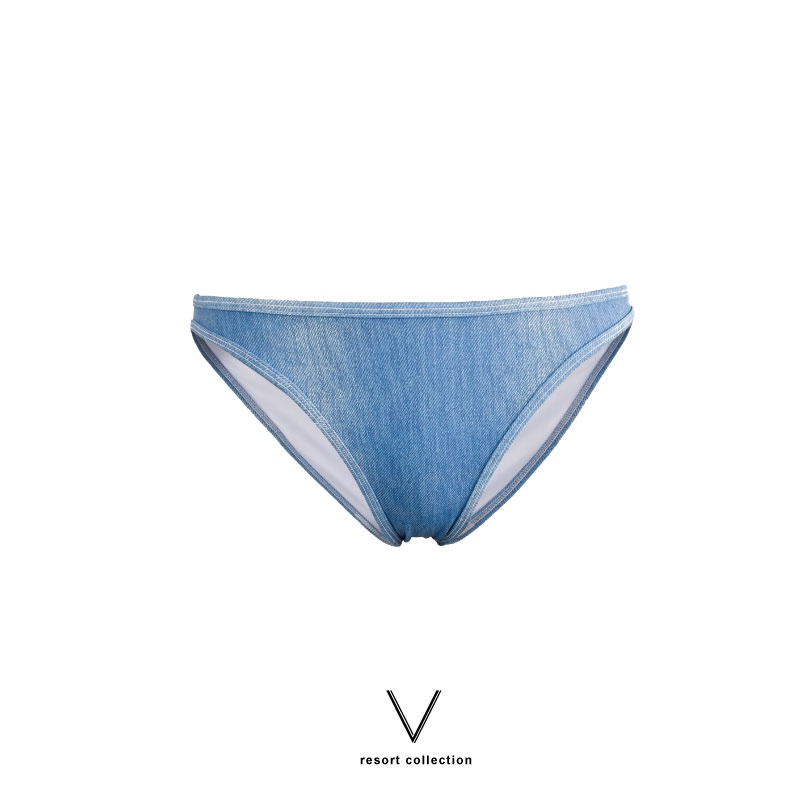 RESORT COLLECTION 2024 BLUE JEANS LOW WAIST BRIEFS กางเกงว่าน้ำเอวต่ำลายยีนส์ ใส่ว่ายน้ำ ผ้าหนา กัน UV UPF 50+