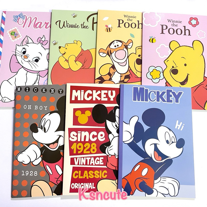 สมุดเรียน ปกอ่อนลายการ์ตูน Disney marie pooh mickey (40แผ่น)