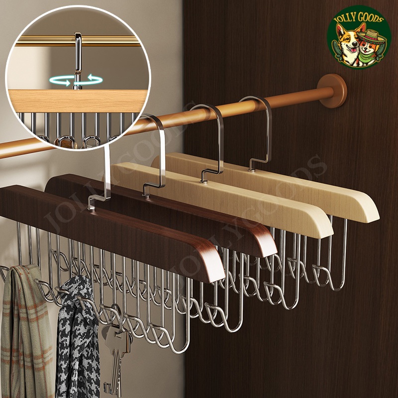 ไม้แขวนมีตะขอIns ที่แขวนไม้เนื้อแข็ง ประหยัดพื้นที่ แขวนเสื้อใน หมุนได้ ที่แขวนเชือกแขวน