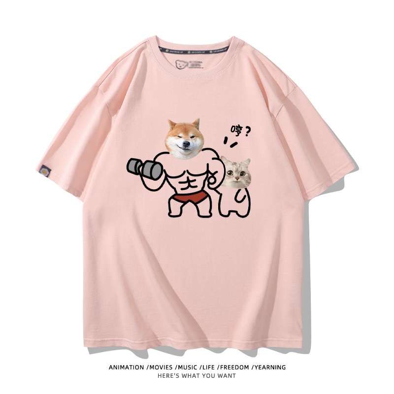 100%Cotton เสื้อยืดผู้ชายแขนสั้นผ้าฝ้าย เสื้อสกรีน S - 2XL 3XL [สุนัขออกกําลังกาย] Doge Kabosu