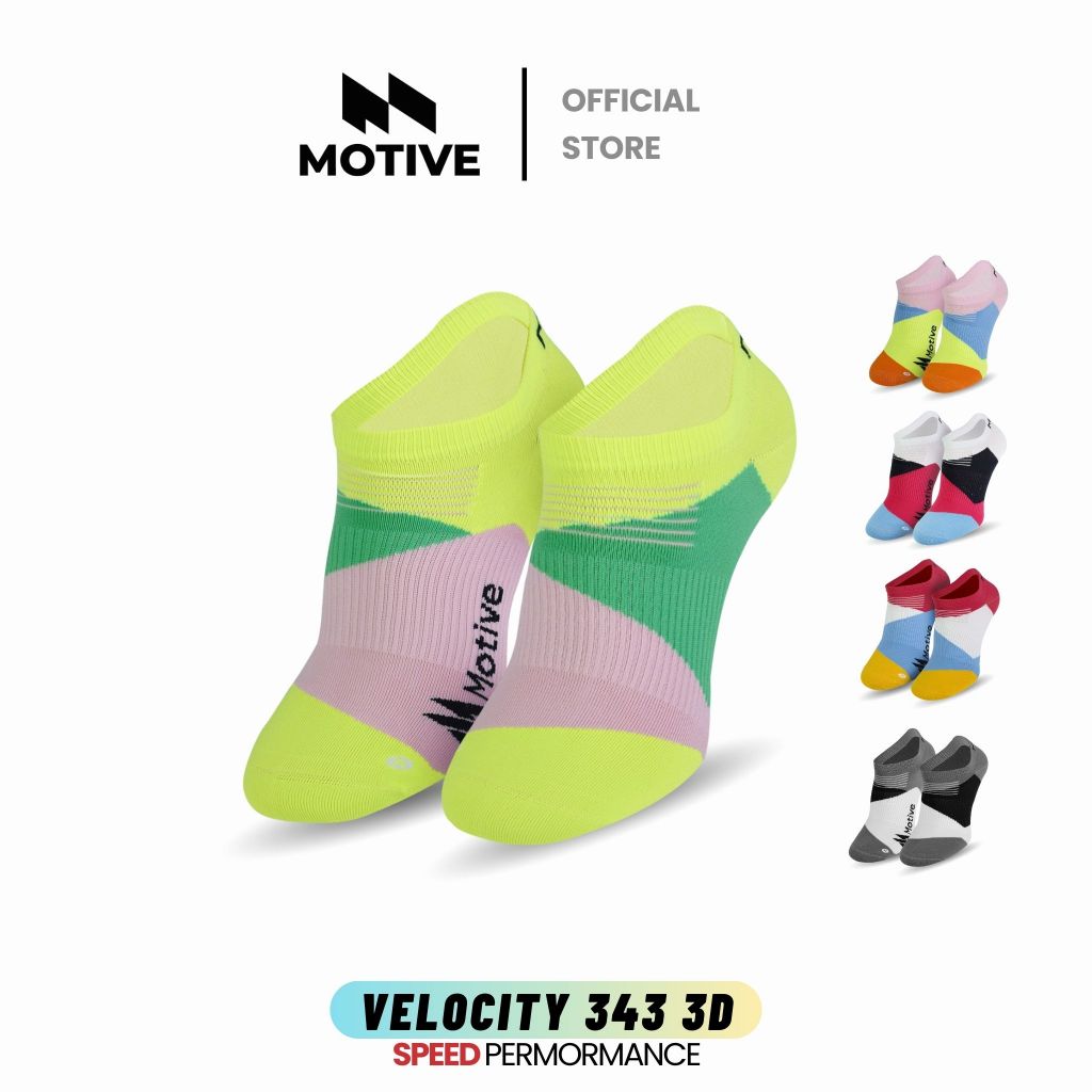 MOTIVE SOCK VELOCITY 343 ถุงเท้าวิ่ง ซ่อนขอบ No Show รุ่น 3D⭐มี 2 ไซส์ Speed Performance ถุงเท้ากีฬา ถุงเท้าวิ่ง ออกกำลั