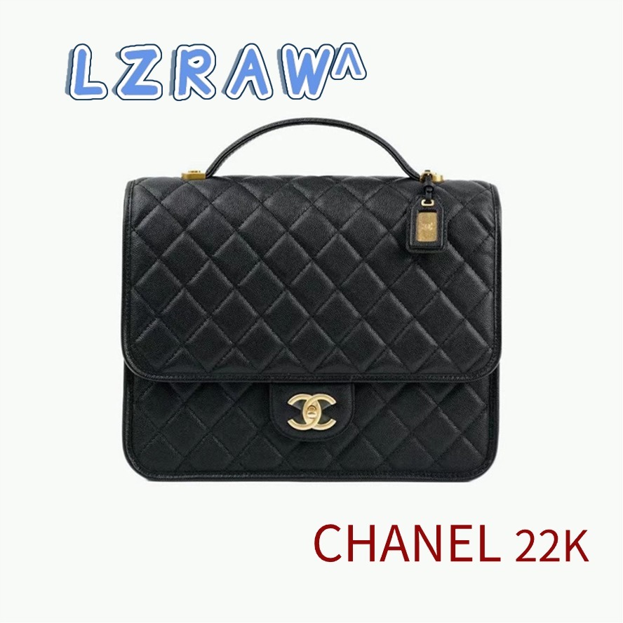 Chanel Chanel 22K แท้ใหม่เอี่ยม/กระเป๋าผู้ชาย/กระเป๋าเป้สะพายหลัง/สไตล์ผู้หญิง/