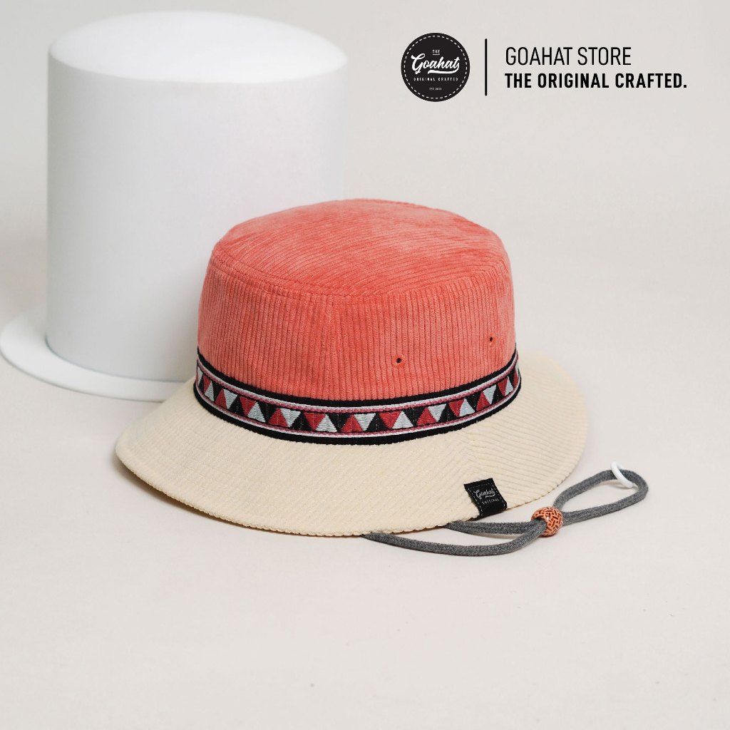 G112 Salmon หมวกบักเก็ต ผ้าลูกฟูก งาน Handmade จาก GOAHAT เบา ใส่สบาย ระบายอากาศได้ดี