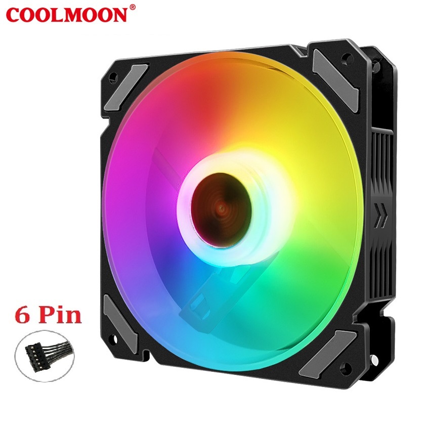 พัดลมเคส CoolMoon Lunar Explorer TY1 RGB 6Pin 120mm.
