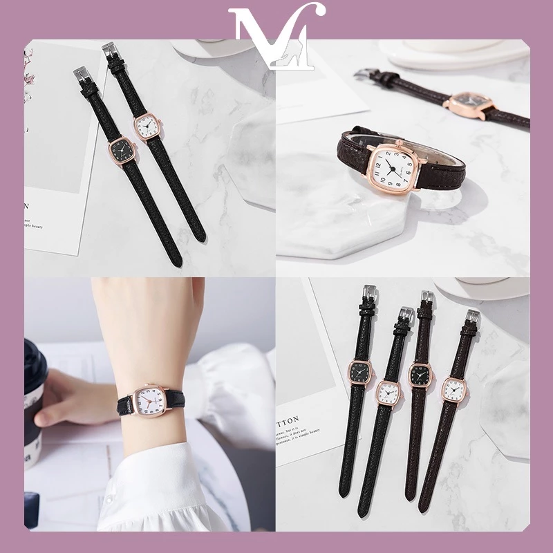 [พร้อมส่งจากไทย] นาฬิกาควอทซ์ดิจิตอลที่เรียบง่าย สไตล์เรียบง่าย สายหนัง PU หน้าปัดสี่เหลี่ยม มีหลายสีให้เลือก
