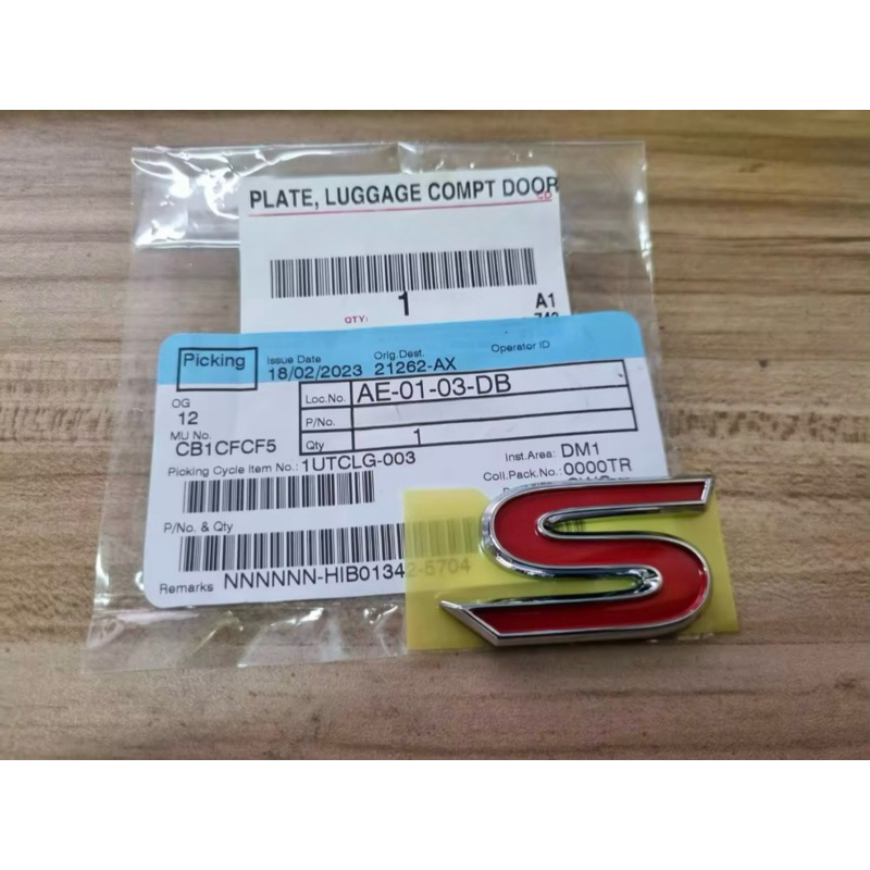 แท้ศูนย์ % โลโก้ S Yaris ATIV NSP152 ขนาด 5x2.5cm (AAN-75444-0D710)