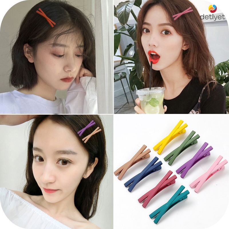 COD🌷1บาทกิ๊บติดผมสีแคนดี้แบบไขว้น่ารักสีแคนดี้เกาหลีเรียบง่ายนักเรียนสำหรับผู้หญิงปากเป็ดเครื่องประดับผม-det
