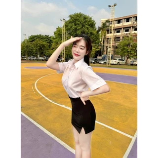 เสื้อนักศึกษาทรงบอย แขนสามเหลี่ยม