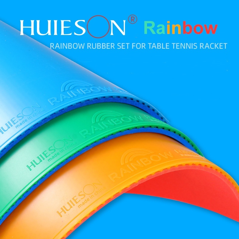 ยางปิงปอง Huieson รุ่น Rainbow, Huieson ไม้ปิงปอง ยางกึ่งติด สีสันสดใส สีฟ้า สีเขียว สีเหลือง