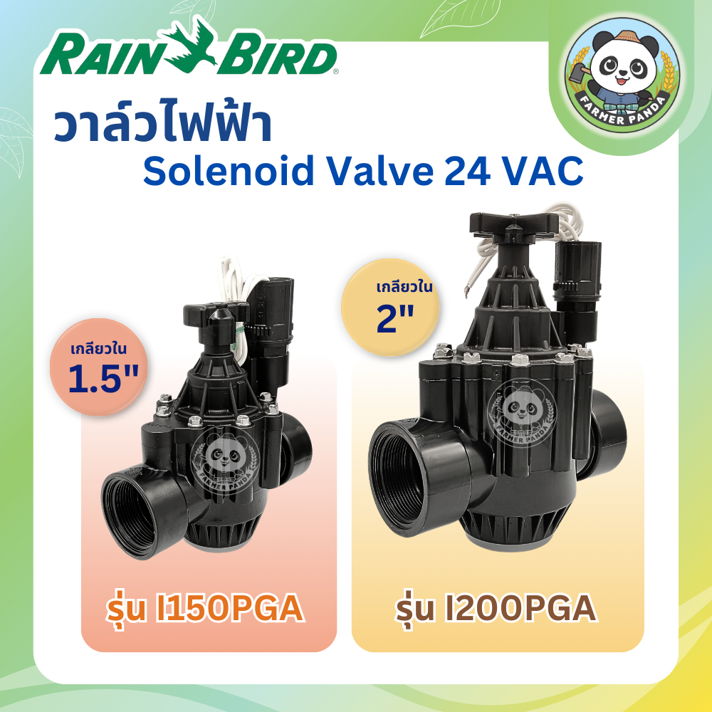 Rain Bird วาล์วไฟฟ้า Solenoid Valve 24 VAC ขนาดเกลียวใน 1.5" และ 2" รุ่น I150PGA และ I200PGA