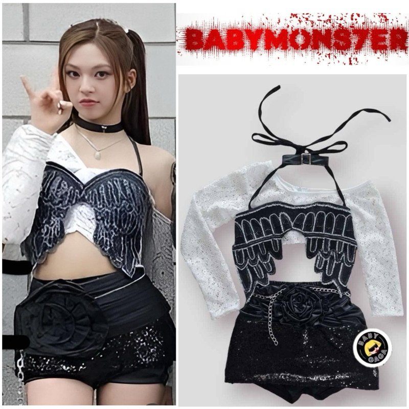BABYGAGA🖤🎼❤️ Babymonster Baemon  Sheesh ชุดเบบี้มอนสเตอร์ ชุดBabymonster ✂️ รับตัดชุด ชุดเต้น ชุดโคฟ