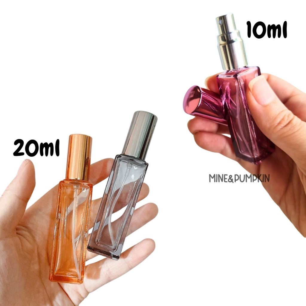 【M&P】ขวดสเปร์ยแก้วสีเปล่าทรงเหลี่ยม (รุ่นขวดหนา) 10/20ml ขวดเสปร์ยพกพา - รูปที่ 2