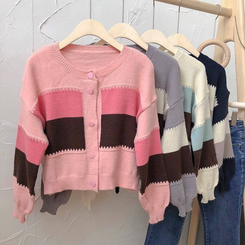 LILY งานนำเข้า เสื้อไหมพรม เสื้อครอป เสื้อแขนยาว ผ้าไหมพรมสลับสี สีสันสดใส ผ้าหนานุ่มใส่สบาย
