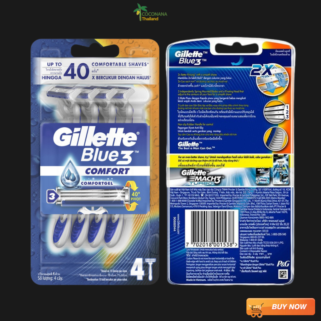ขายดี!! ใบมีดยิลเลตต์ บลู3 ฉลากไทย ของแท้ 100% #Gillette Blue3 #4 ใบมีด #ราคาถูก #ส่งเร็วทันใจ
