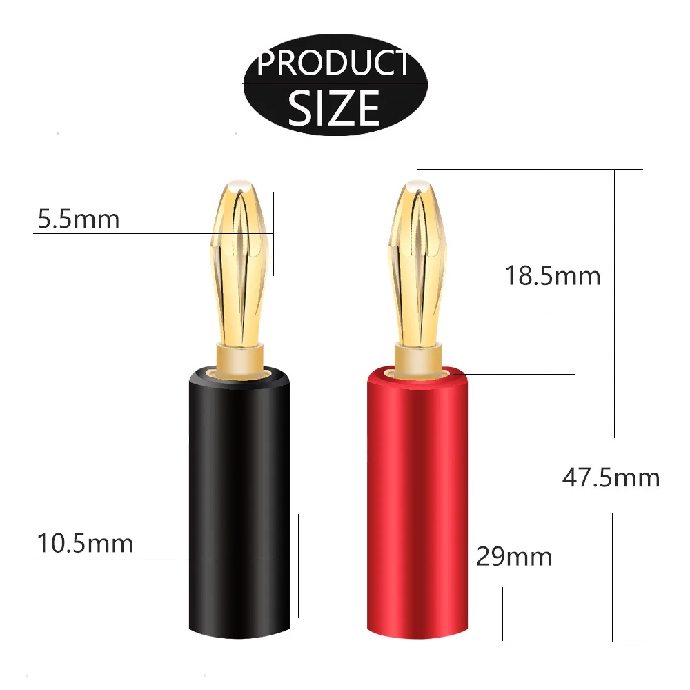 Hifi Gold Plated Banana Plug audio grade รองรับสายขนาด 4 mm ปลอกพลาสติกสีดำ สีแดง / ร้าน All Cable