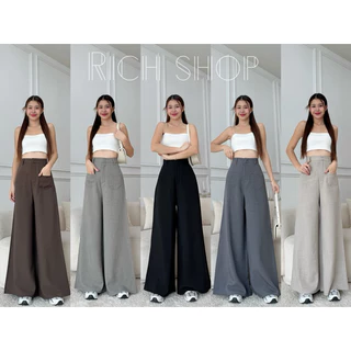 (XS-3XL )🌷 กางเกงขายาวเอวสูง ขากว้าง (รุ่นกระเป๋าแปะ) ทรงสวย พรางหุ่น 🦋