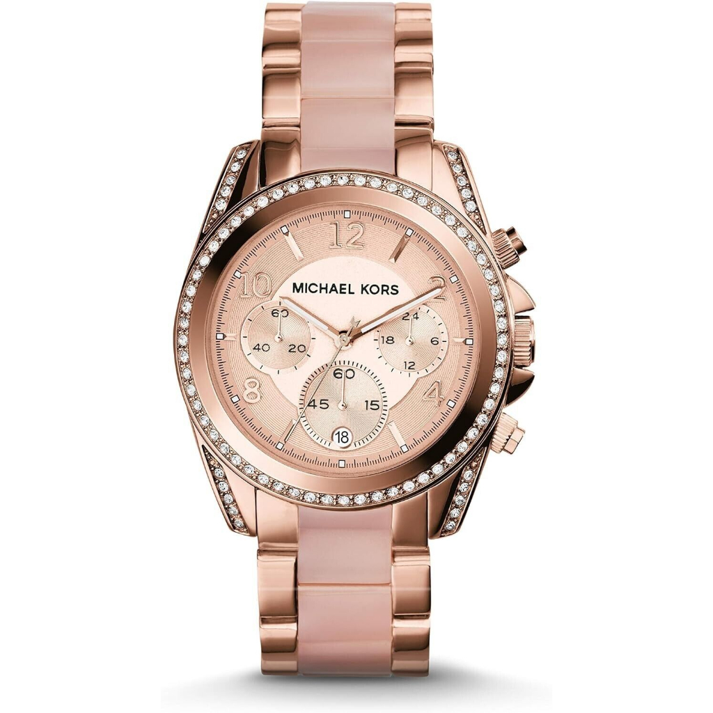 Michael Kors Women's Blair Chronograph Rose Gold Glitz Watch MK5943 38mm MK6175 33mm