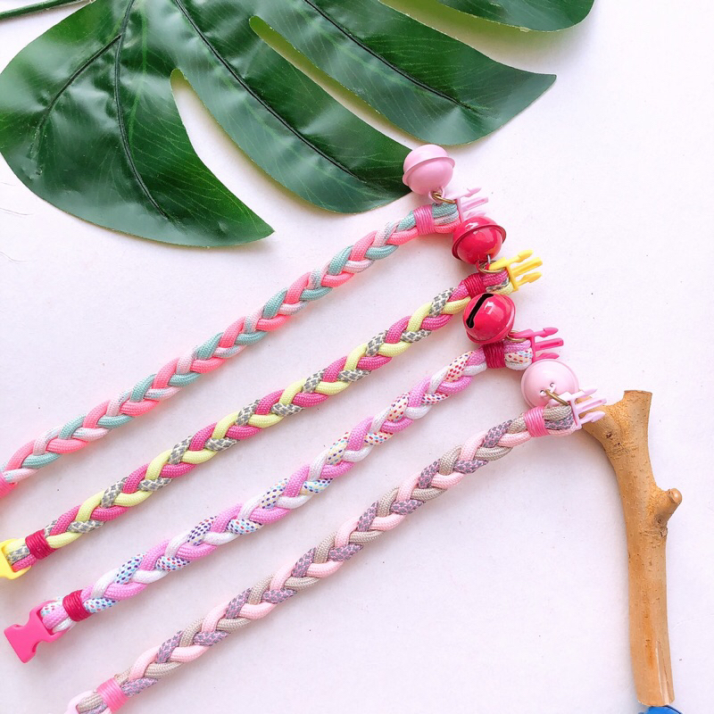 รุ่นสายสะท้อนแสงได้! ใหม่ ปลอกคอสัตว์เลี้ยงแบบเชือกถักเปีย น่ารัก สดใส - รูปที่ 3