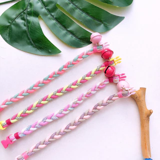 รุ่นสายสะท้อนแสงได้! ใหม่ ปลอกคอสัตว์เลี้ยงแบบเชือกถักเปีย น่ารัก สดใส