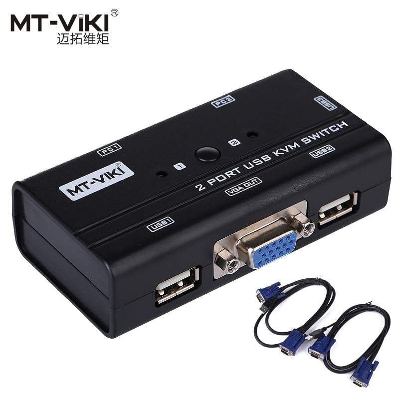 (พร้อมส่ง) MT-VIKI KVM Switch 2 Port USB พร้อมสาย KVM 2 เส้น