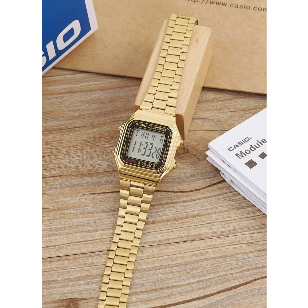 นาฬิกา Casio รุ่น A178WA-1A ,A178WGA-1 นาฬิกาข้อมือดิจิตอล สายสแตนเลส-ของแท้ 100% รับประกันสินค้า 1 ปี