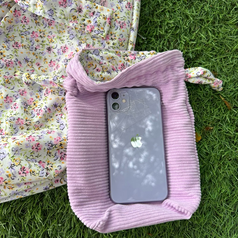 ถุงหูรูด ผ้าลูกฟูก ใส่โทรศัพท์ ใส่เหรียญ