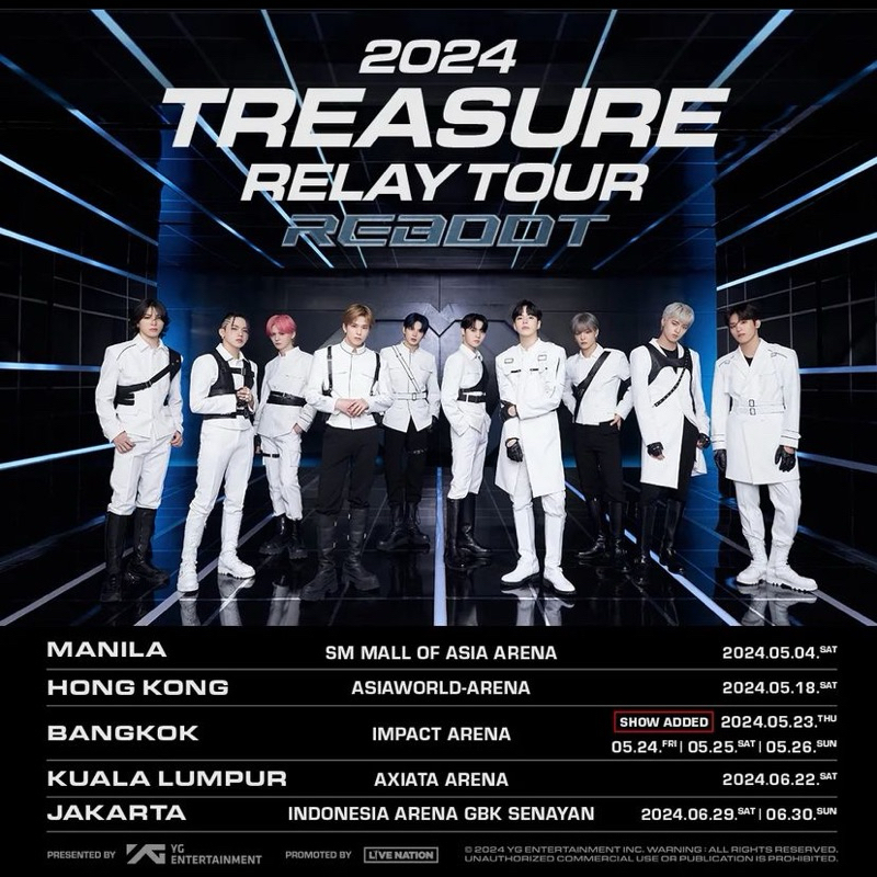 บัตรคอนเสิร์ต TREASURE RELAY TOUR REBOOT 2024 IN BKK