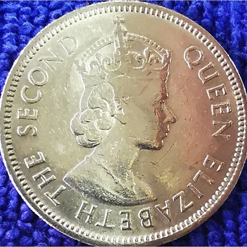 เหรียญ​ฮ่องกง​ Hong​Kong, 50 Cents,​(ยุค​อาณานิคม​อังกฤษ รุ่นเก่าทรงชฏา), #​3347L, ใช้แล้ว