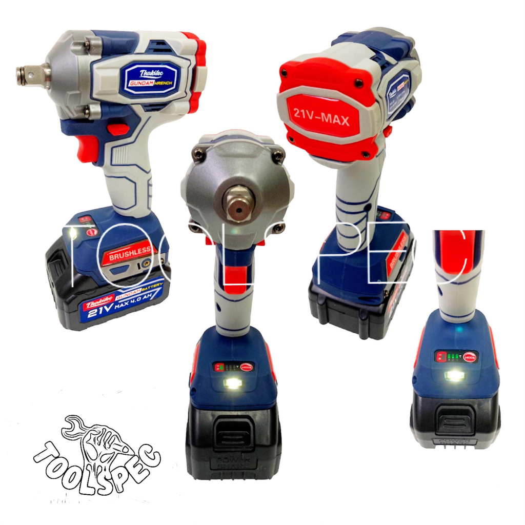 THAKITEC GUNDAM บล็อกกระแทกไร้สาย มอเตอร์บัลเลส แรงบิดสูงถึง 850 NM. ปรับระดับได้ 3 ระดับ รุ่น TK-GD-W
