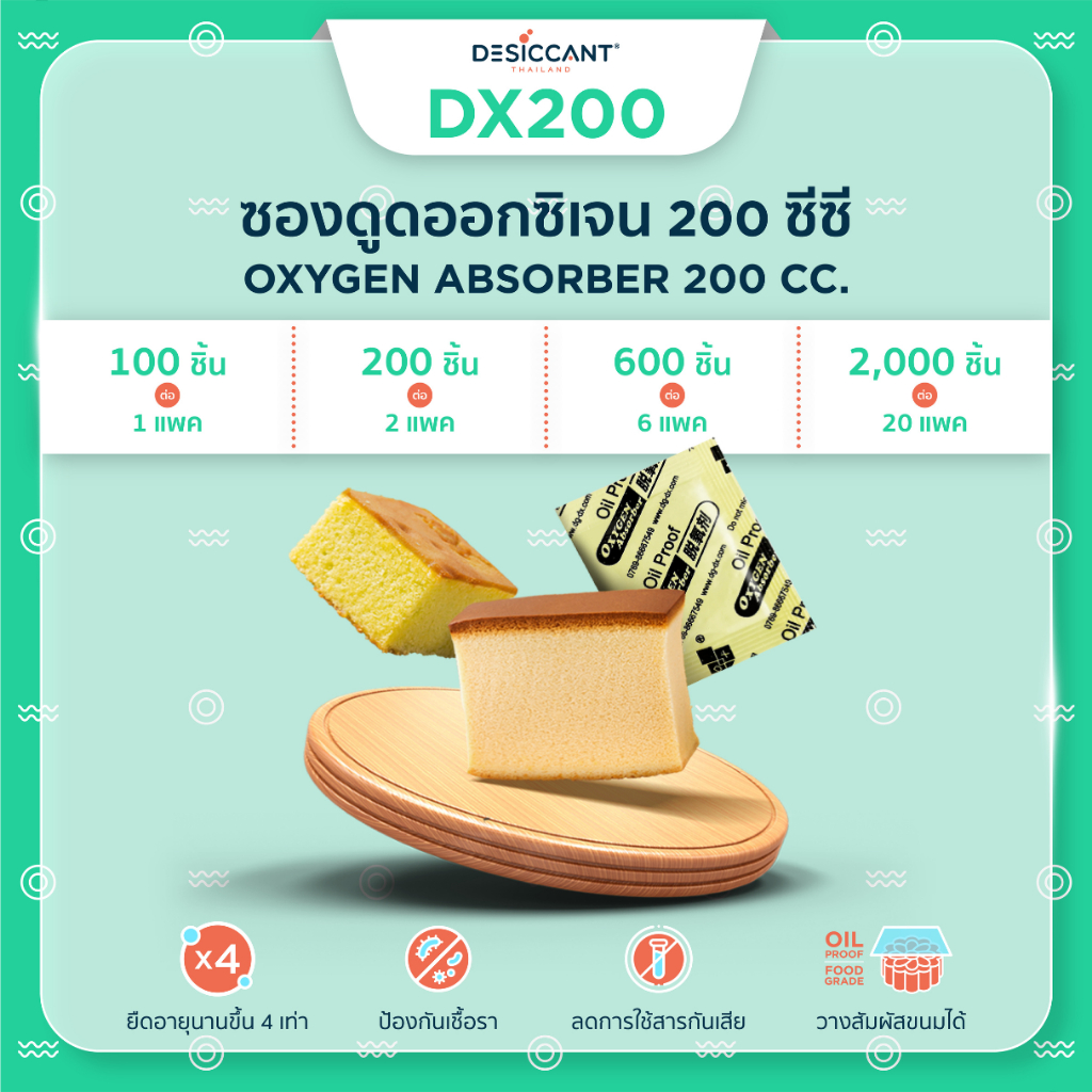 ซองดูดดูดออกซิเจน 200ซีซี 200 ชิ้น Oxygen Absorber DX200 x200pcs เพื่อยืดอายุอาหาร