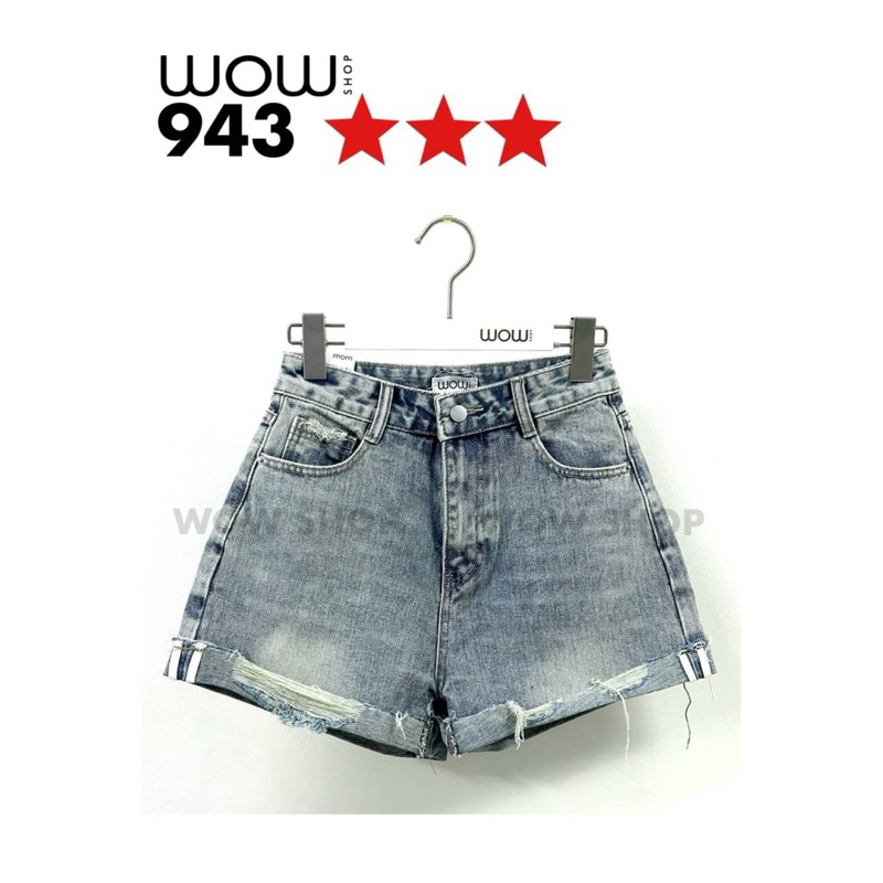 wow shop กางเกงยีนส์ขาสั้น ผ้าไม่ยืด