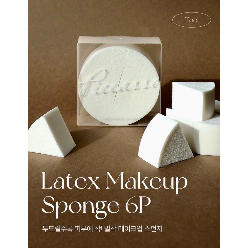 (พร้อมส่ง) ฟองน้ำแต่งหน้า 🇰🇷 ฟองน้ำเกาหลี Piccasso Latex Makeup Sponge กล่อง 6 ชิ้น แบบสามเหลี่ยม