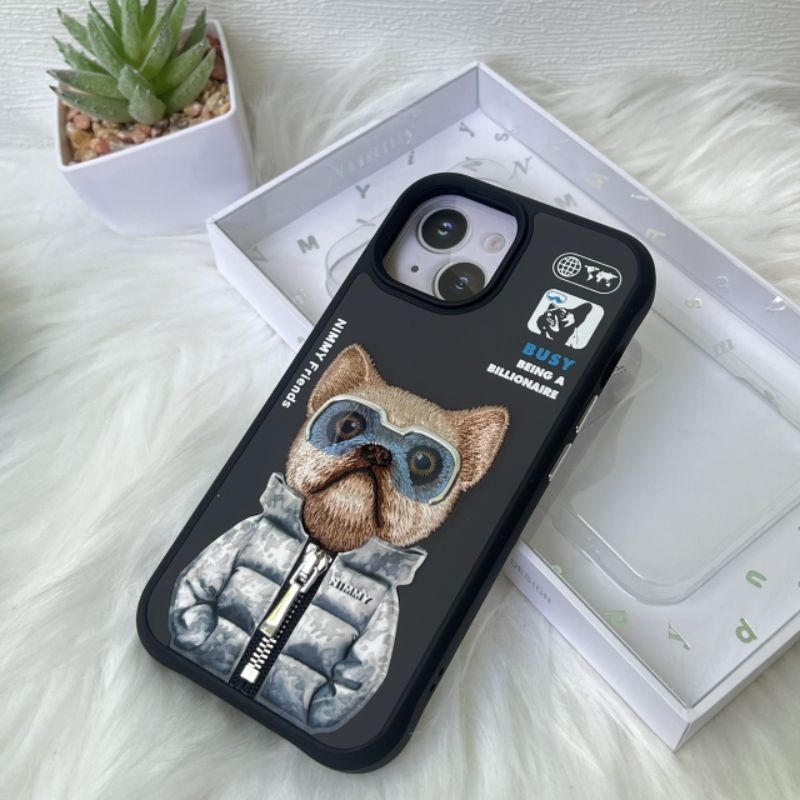 Nimmy case ปักลาย 3D รูดซิมได้ สำหรับ  I 15 /15 pro /15 pro max/14 pro max