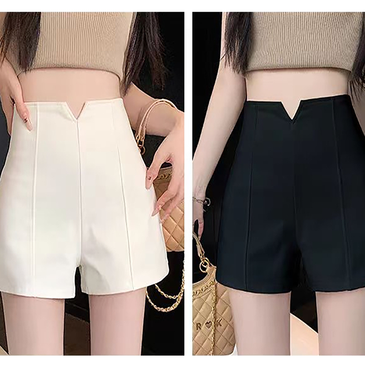 Beryl กางเกง กางเกงขาสั้นเอวสูงสไตล์ลำลองสีขาวสำหรับผู้หญิง