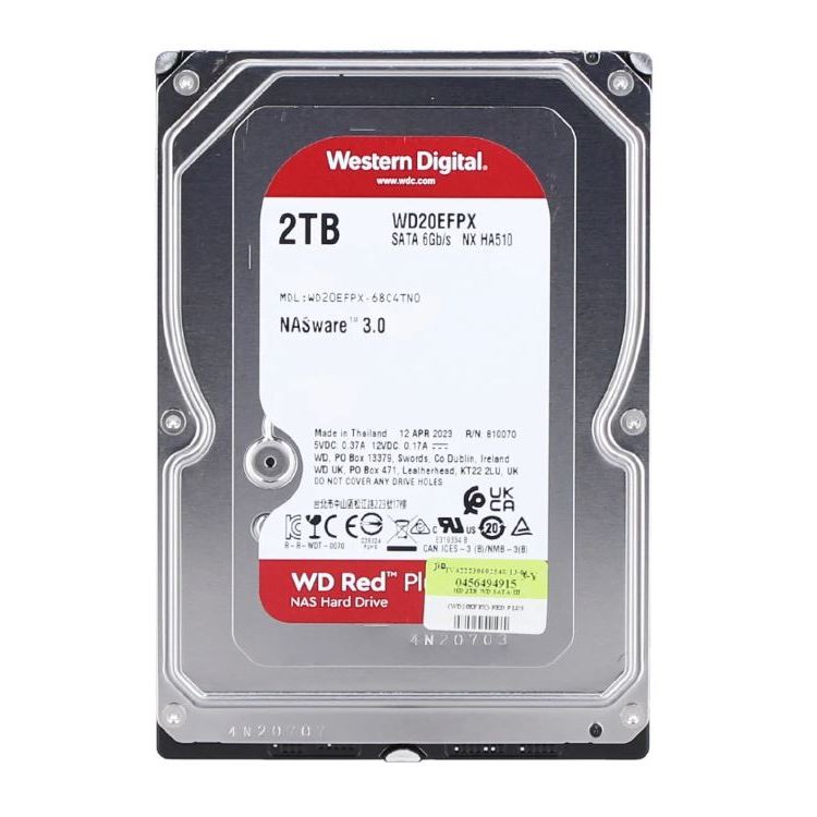 2 TB 3.5" HDD (ฮาร์ดดิสก์ 3.5") WD RED PLUS - 5400RPM SATA3 (WD20EFPX)