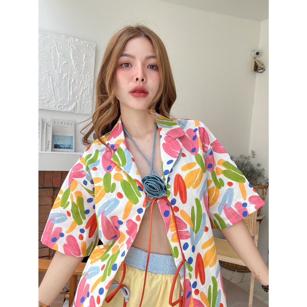 J80 เชิ้ตcottonพิมลายดอกไม้PITCHA  Brand