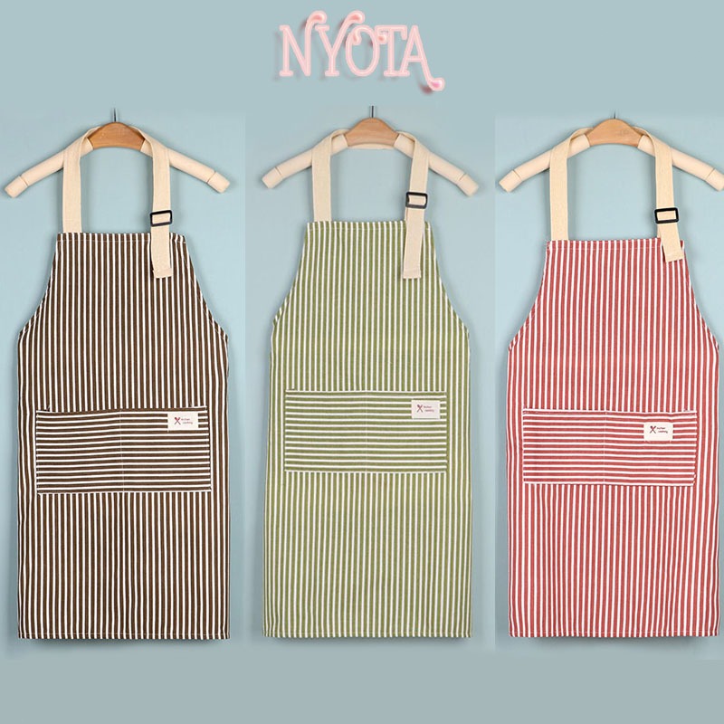 NYOTA ผ้ากันเปื้อนผ้าฝ้ายและผ้าลินินสไตล์ญี่ปุ่นห้องครัวที่บ้านเสื้อผ้าทำงานพิเศษทำอาหารผ้าเช็ดมือป้องกันการเปรอะเปื้อน